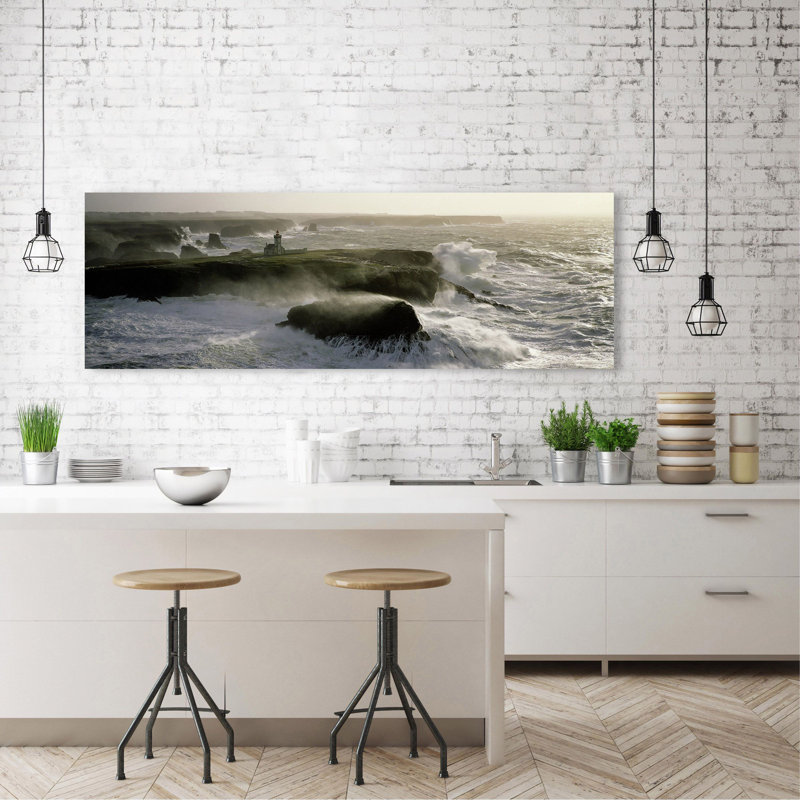 Phare Des Poulains Lighthouse In A Storm by Jean Guichard - Wrapped Canvas Print, 50cm H x 150cm W x 4cm D