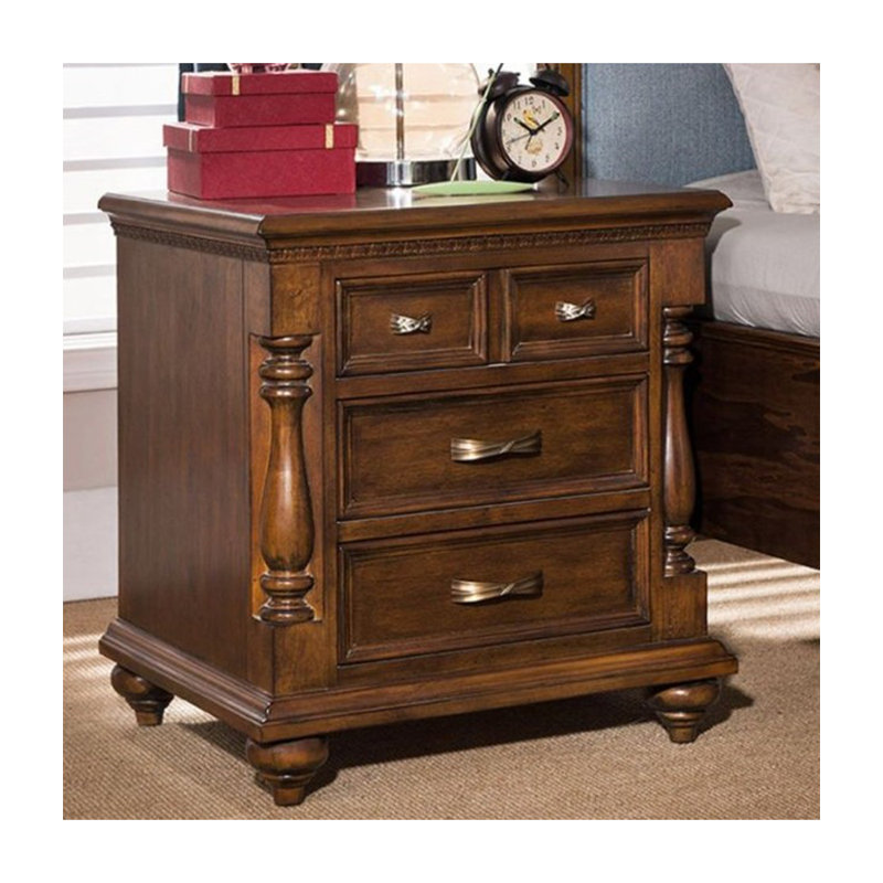 Armoire de chevet en bois massif de style traditionnel avec rangement pour chambre