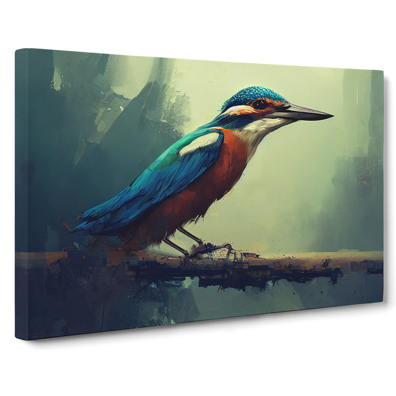Kingfisher Bird Art - Wrapped Canvas Painting, 35cm H x 50cm W x 3cm D