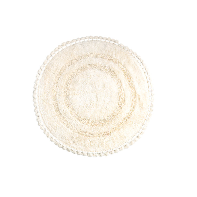 Akiera Luna Crescent Bath Rug Non skid, Ivory