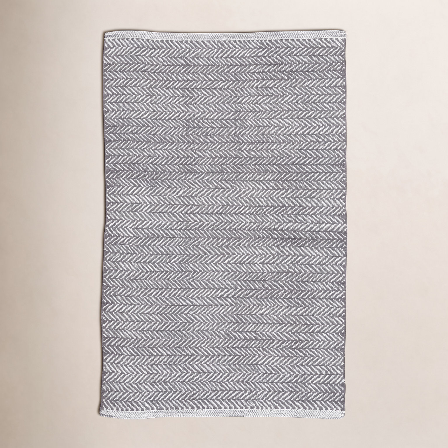 C3 Herringbone Shale White Outdoor Rug, Rectangle 6' x 9'