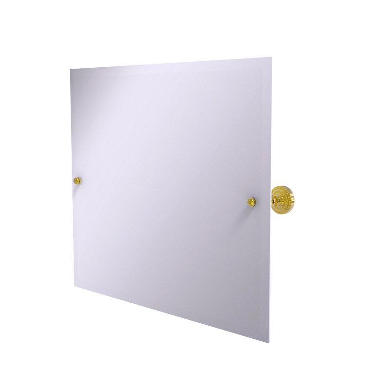 Metal Wall Mirror, 26" H x 21" W, Polished Brass