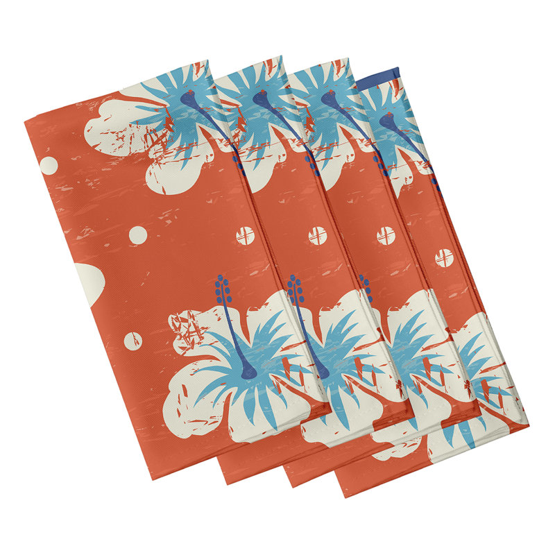 Caire Polyester Floral Square Napkin, 18" W x 18" L, Orange
