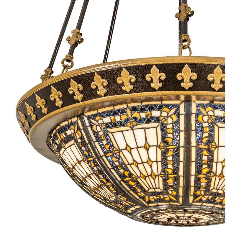 Luminaire suspendu 6 lumières Fleur-de-lis 28 "