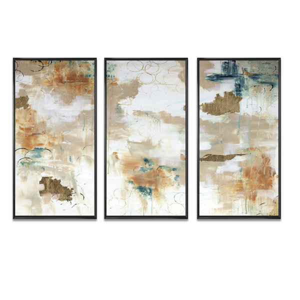 DesignArt Gilded Daydreams Framed On Canvas 3 Pieces Painting | Wayfair