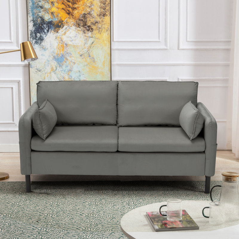 57.9" Velvet Loveseat Sofa,Upholstered Loveseat Couch With 2 Extra Soft Cushions & Convenient Side Storage,Comfortable And Stylish Two-Seater,Modern Sofa For Apartments, Studios, Offices & Small Spaces