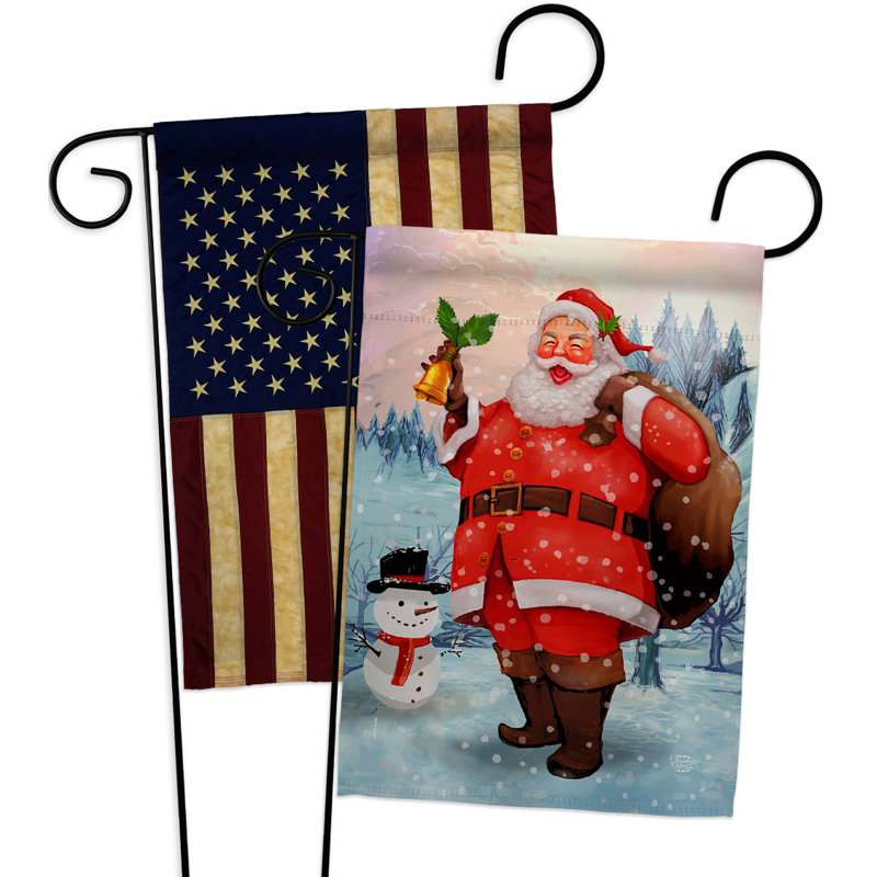 Drapeau de jardin joyeux père Noël en polyester 18,5 x 13 po