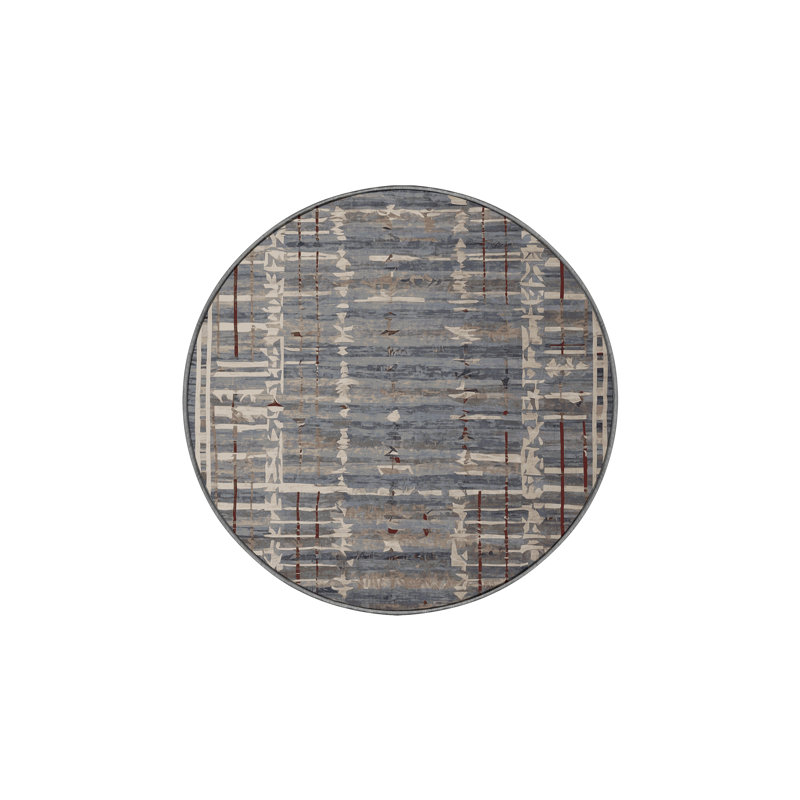 Tapis gris soyeux et moelleux, Rond 3 pi
