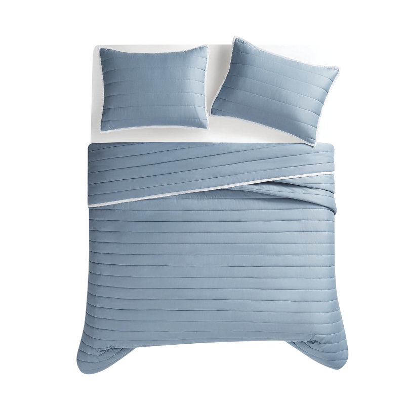 Christian Siriano NY® Cotton Sateen 3 Piece Quilt Set, Queen Quilt + 2 Standard Shams, Blue