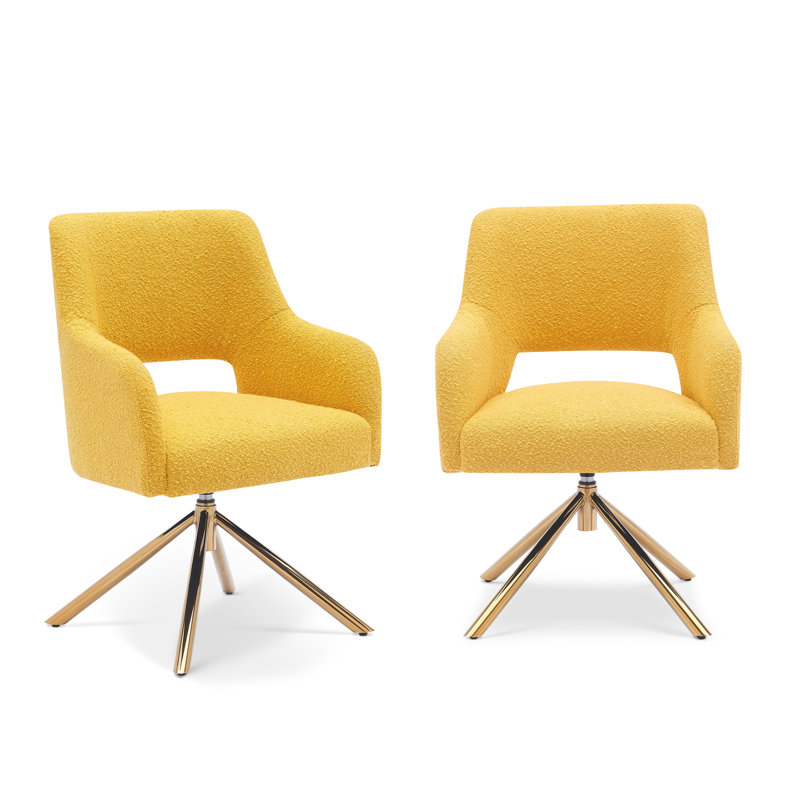 Breann Upholstered Swivel Armchair, Yellow Polyester Blend