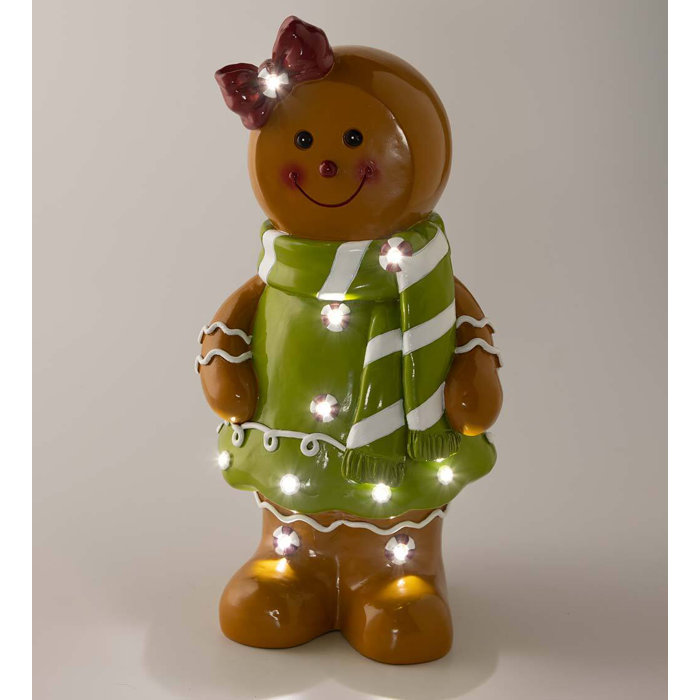 Plow & Hearth Lighted Gingerbread Girl Shorty Statue & Reviews | Wayfair