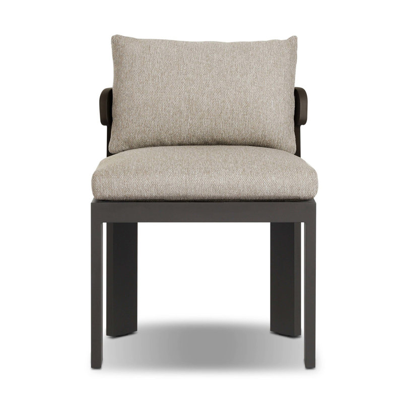 Aarav Outdoor Dining Side Chair, White, Black