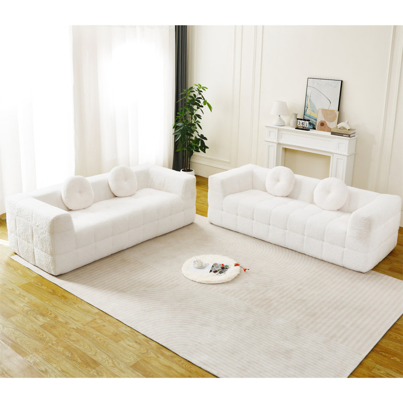 Canapé moderne sans os avec deux coussins décoratifs circulaires, Beige
