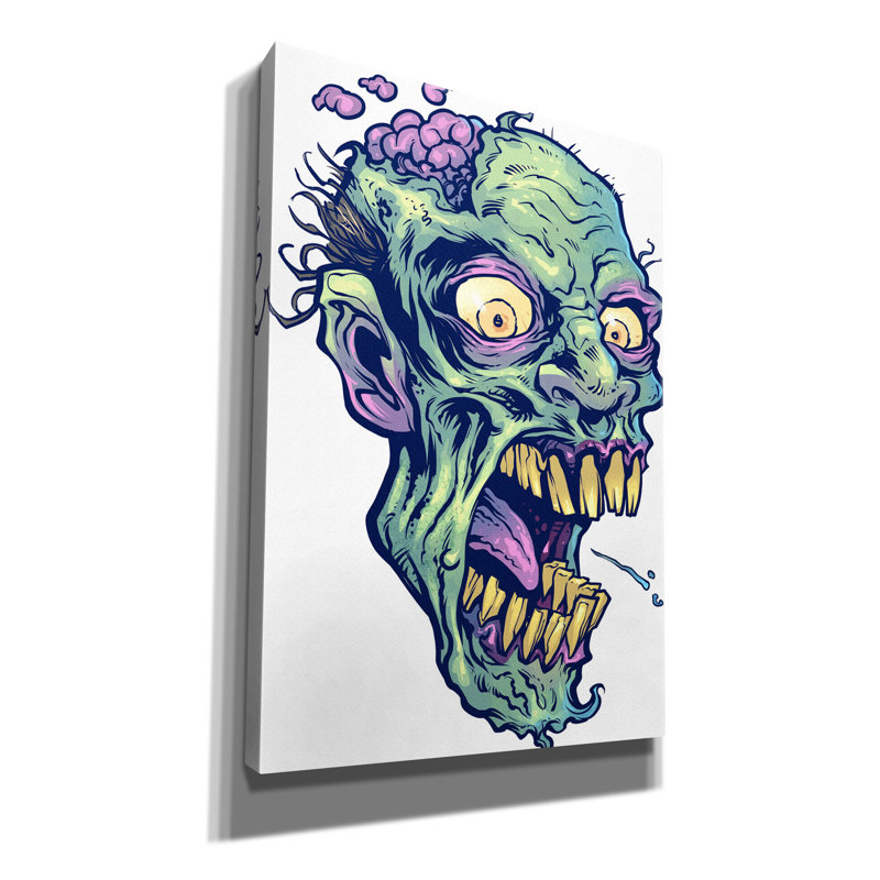 Motif de zombie, tête 14 sur toile, H 26 po x l 18 po x P 0,75 po