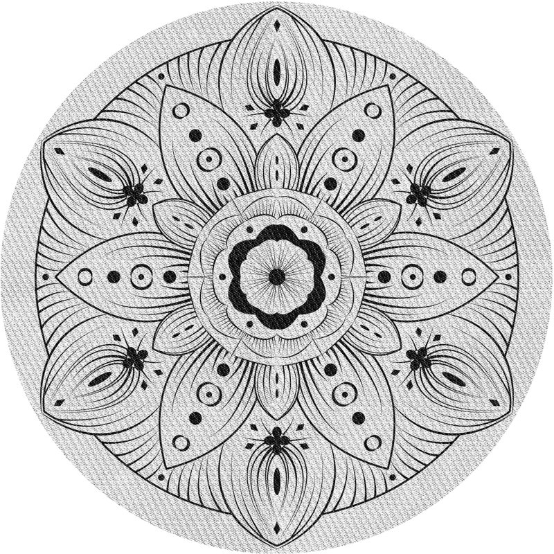 Tapis noir/gris tissé à la machine, Rond 8 pi