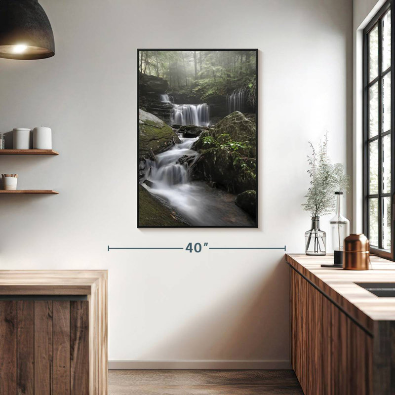 Rickett's Waterfall, Cadre flottant noir, 27 po x 40 po