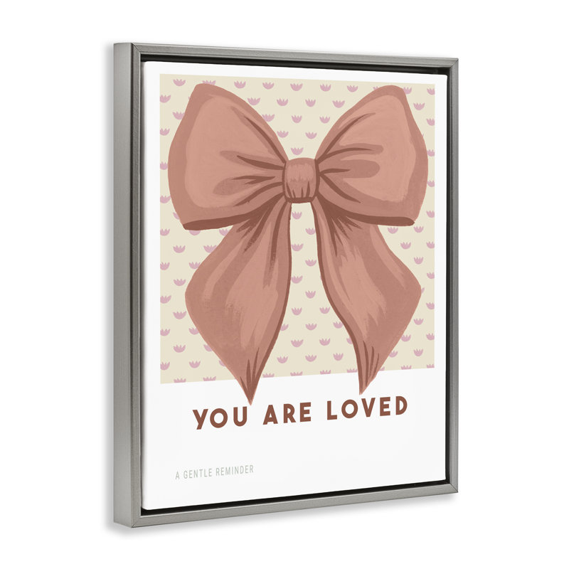 Cadre flottant Coral Bow You Are Love, design par Courtney Haley, H 31 po x l 25 po, Cadre flottant gris lustré