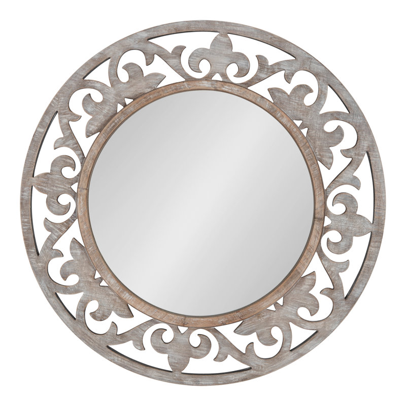 Dehn Round Mirror, Carved Wooden