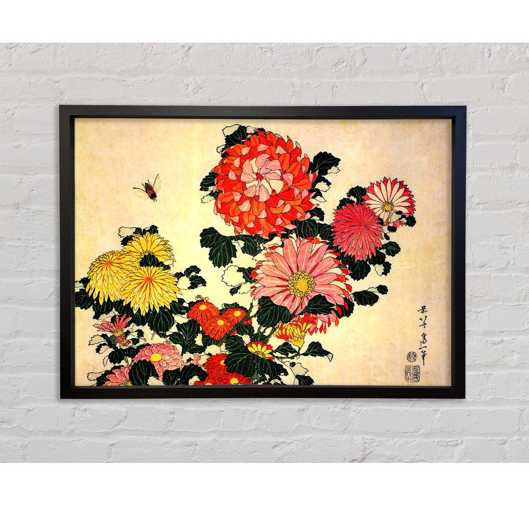 Chrysantheme und Biene von Katsushika Hokusai - Einzelbildrahmen Kunstdrucke auf Leinwand