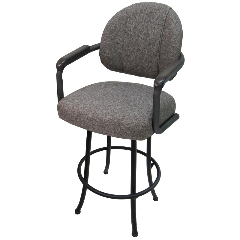 Comptoir pivotant, bar et très grand tabouret Vickky, Tabouret de comptoir (siège d'une hauteur de 26 p, Gris, Gris