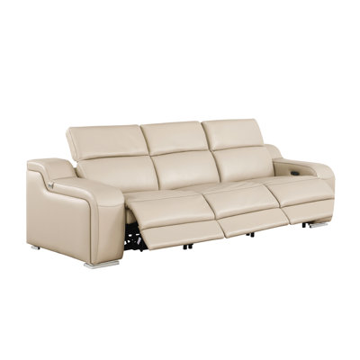 3-Piece 3-Power Reclining Top Grain Italian Leather Sofa With Power Headrest