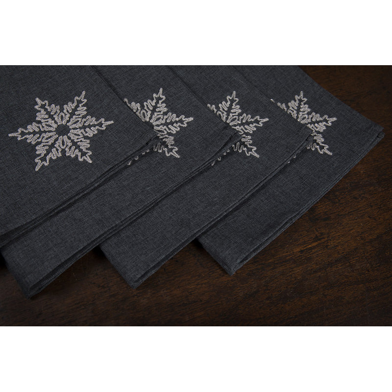 Polyester Embroidered Square Napkin, Gray