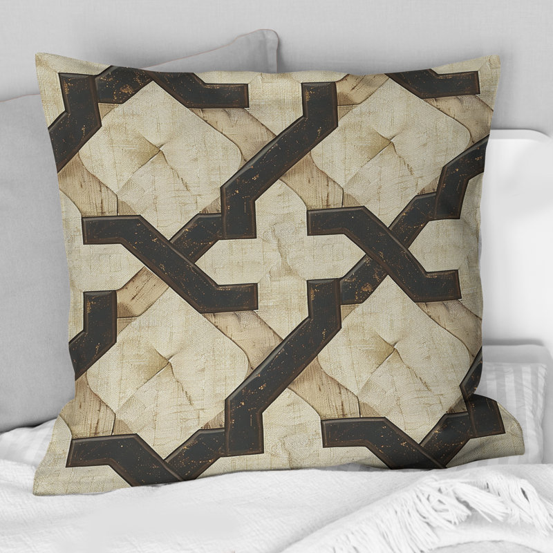 Coussin Brown Trellis Prints II - Mid-Century, 16" x 16"