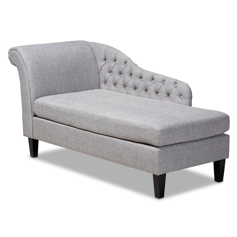 Chaise longue Jacek, Gris, Orienté à gauche (vu de face), Noir, noir, noir, noir