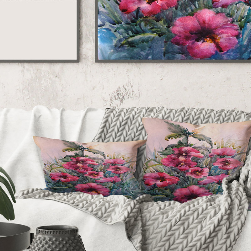 Floral Throw Pillow, 18" x 18"