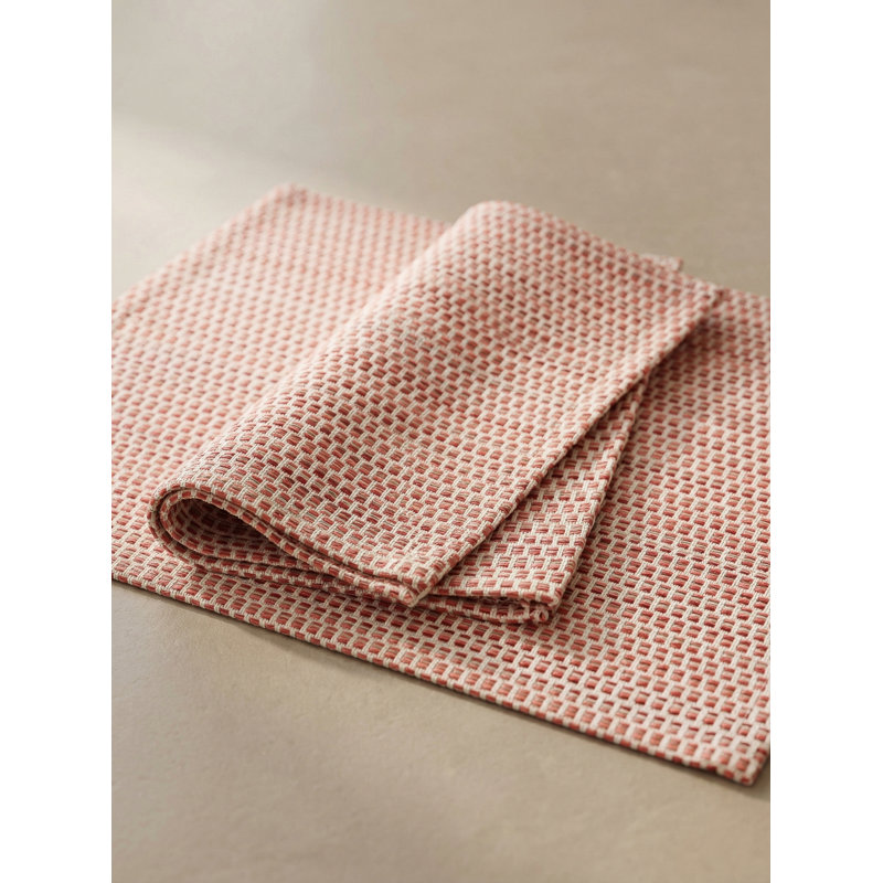 Polished Pink Shoreline Grid Indoor Outdoor Placemat, Pink Compass Line