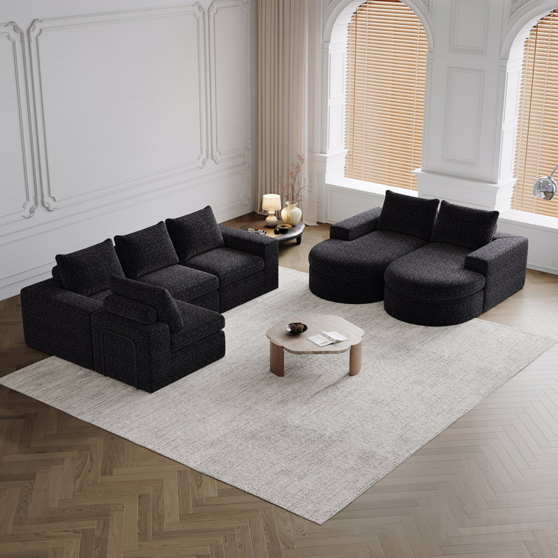 Canapé modulaire revêtu de tissu d'ameublement Chenille