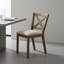  Ensemble de 2 chaises de salle à manger de style campagne moderne, siège en lin rembourré, structure en bois d'hévéa, conception ergonomique à dossier en X, brun clair