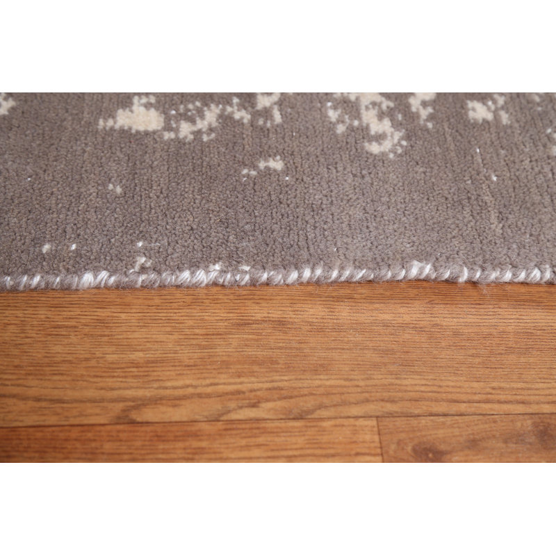 One-of-a-Kind 5'8" x 7'9" New Age Rectangle Silk and Wool Area Rug in Brown and Ivory