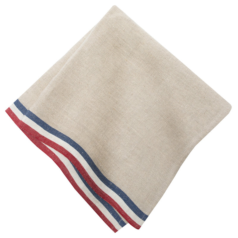 Camryn Striped Square Napkin, Natural/Red/Natural/Blue