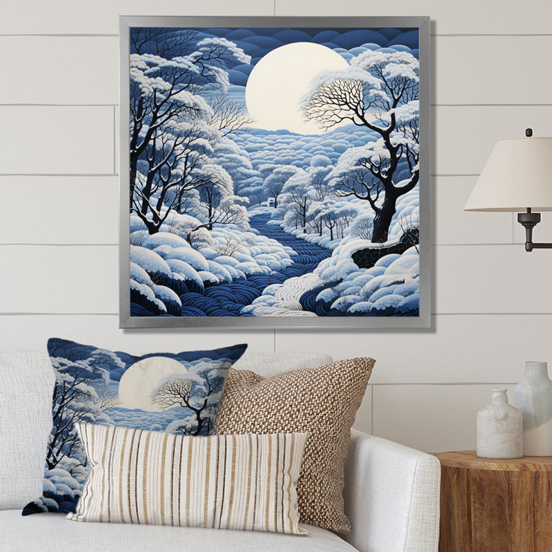 «Snow Winters Moon Solitude II», reproduction sur toile, H 16 po x l 16 po x P 1 po, Cadre photo gris