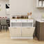 Two Drawers And Two-Compartment Tilt-Out Trash Cabinet Kitchen Trash Cabinet-White