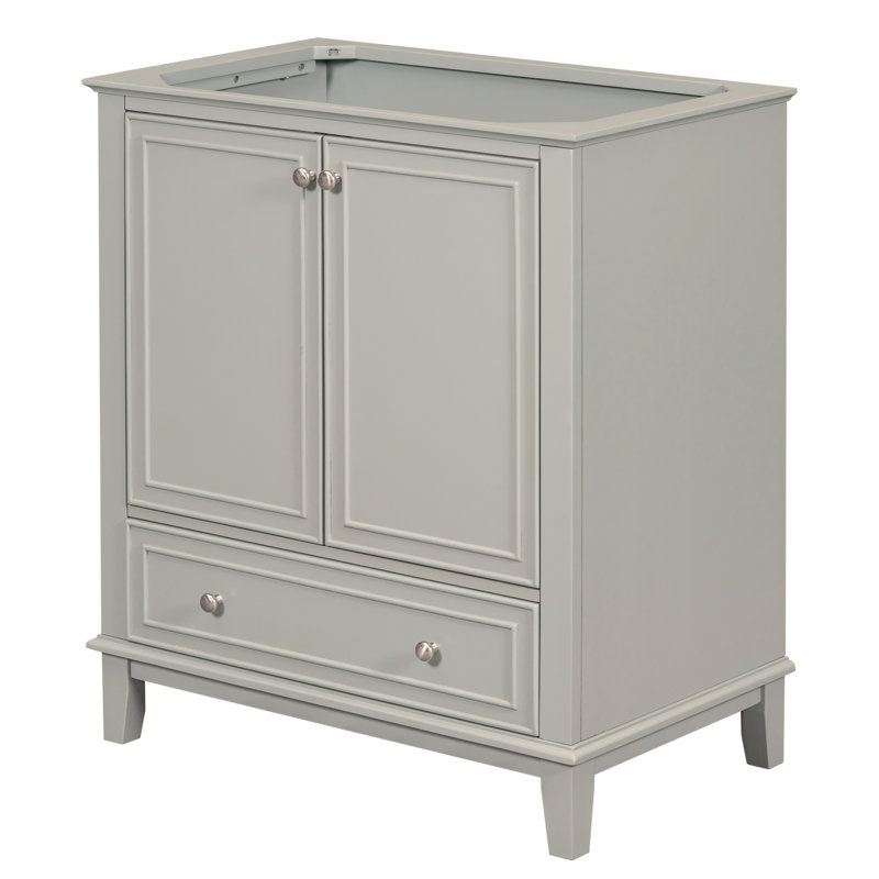 Meuble-lavabo 30 po sans lavabo, base seulement, armoire de salle de bain multifonctionnelle avec portes et tiroir, structure solide et panneau de fibres à densité moyenne
