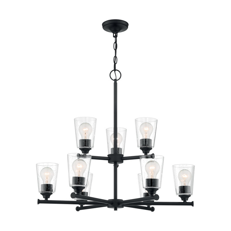 Weccacoe 9 - Light Dimmable Sputnik Modern Linear Chandelier, Matte Black