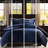 King Navy Comforter With Ribbed Surface, Solid Reverse, Machine Washable, 1 And 2 Shams Face-124311708