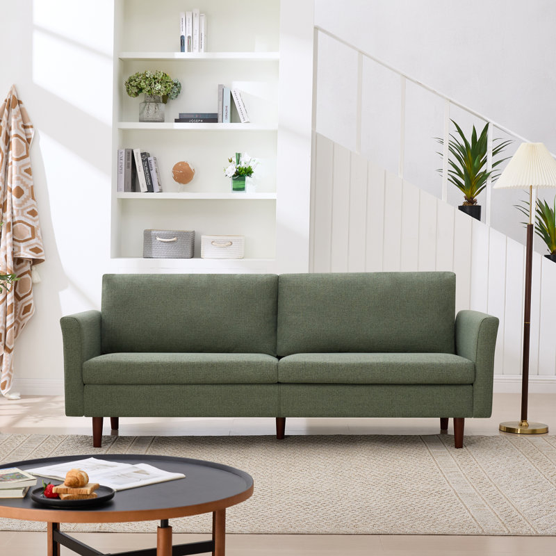 Cicero 204Cm Linen Flared Arm Sofa, Green