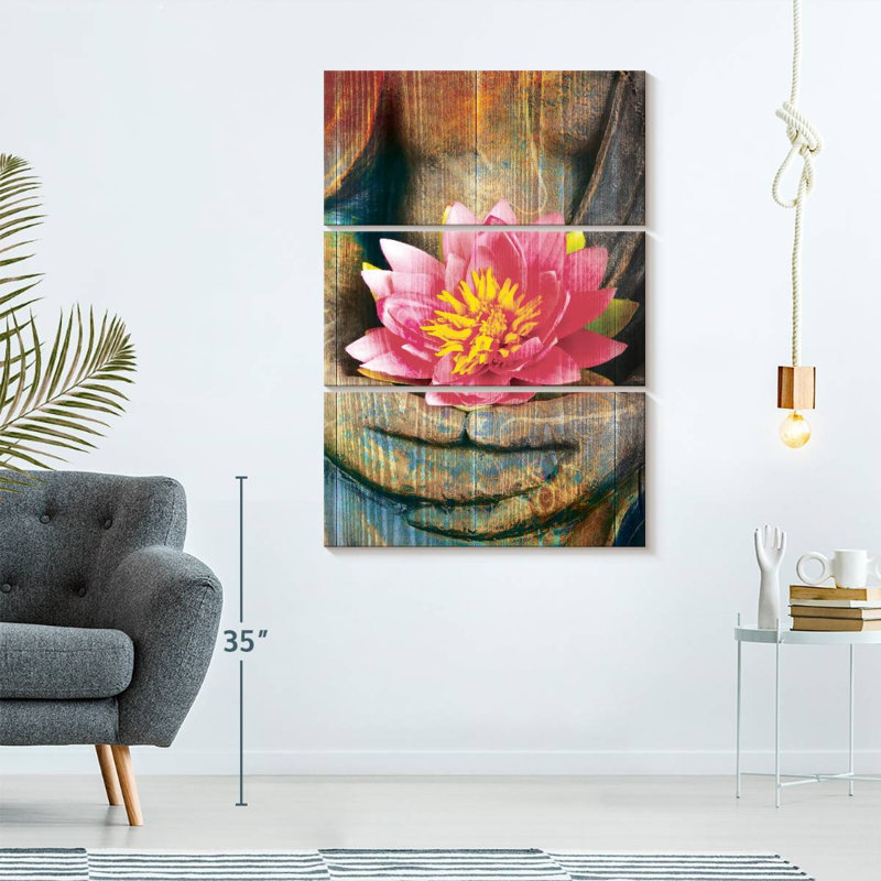 Lotus lotus main 3 pièces, H 42 po x l 65 po x P 1,25 po