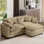 Velours côtelé en forme de L 2, confortable et à la mode brun clair, coussin confortable et chic