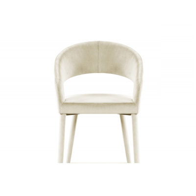 Ensemble de 2 chaises de salle à manger Modern Velvet, pieds en bois avec embouts dorés, crème