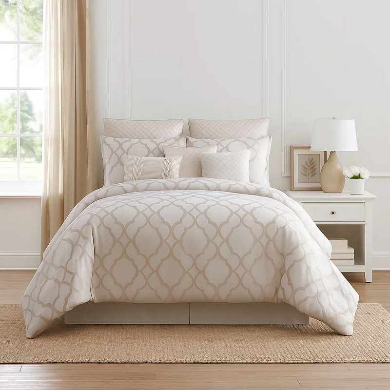Ensemble d'édredon blanc en microfibre, Édredon pour très grand lit + 9 pièces supplém