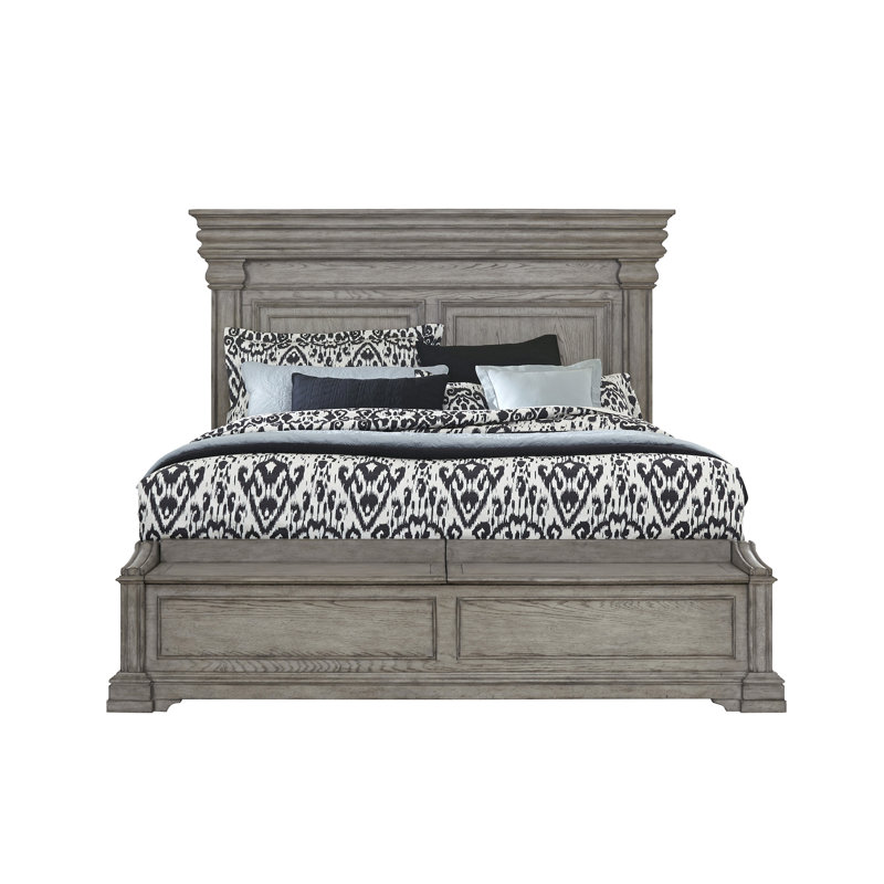 Heritage Taupe Queen Upholstered Wood Frame Bed with 3 Drawers