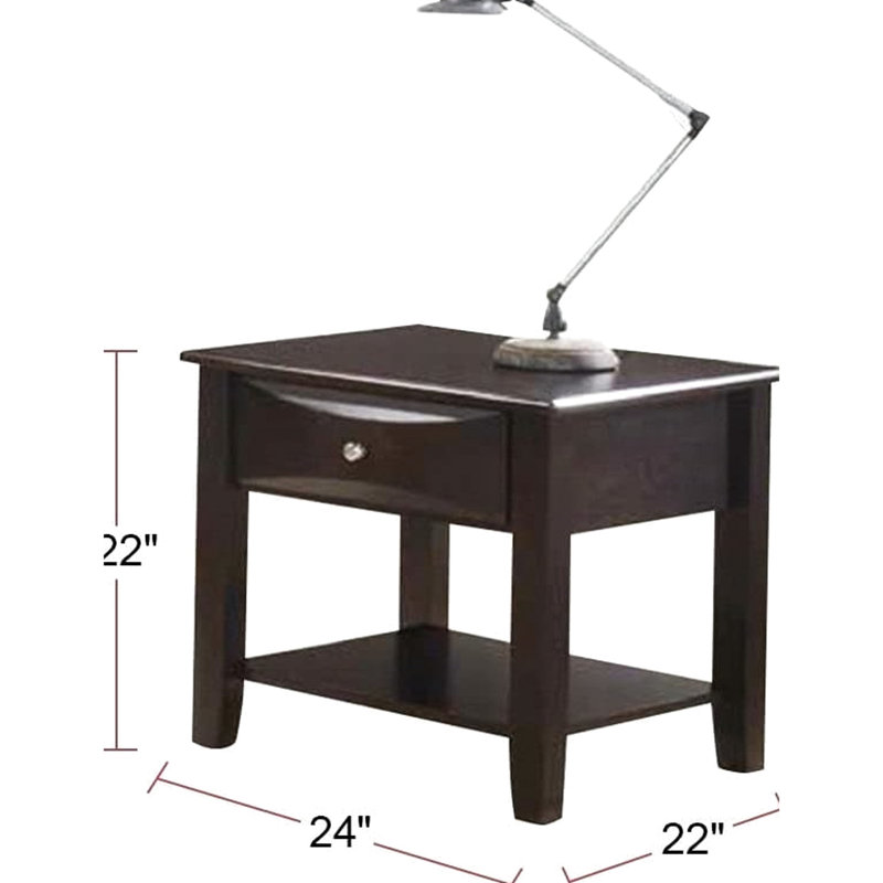 Rectangular Solid Wood Table In Brown, With Drawer And Shelf Feature End Functionality