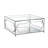 Pangea Home Edward Square Coffee Table - 4 Legs Modern/Glam Coffee Table with Storage - Modern Square Coffee Table – Tempered Glass Top with Silver Steel Frame for Living Room, Bedroom, and Office - Silver Square Coffee Table-1379136740