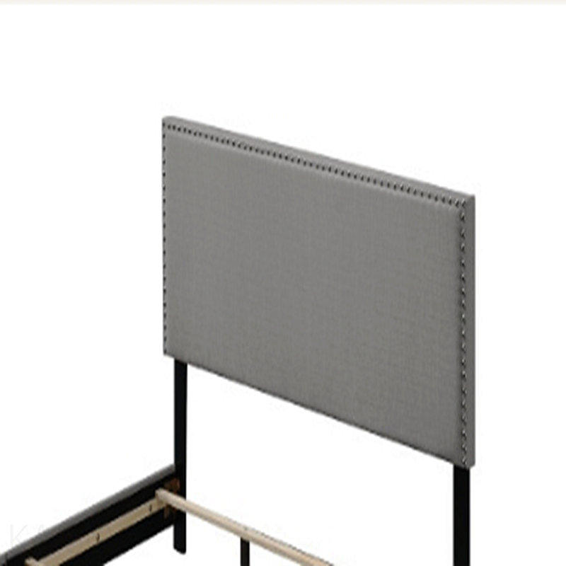 Grand lit, tissu gris clair