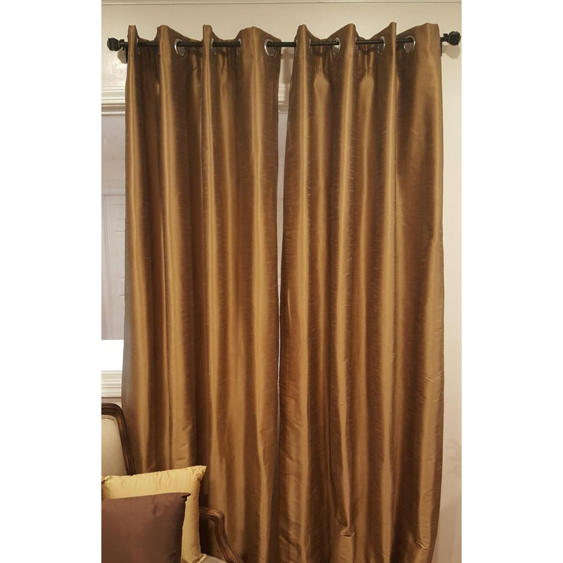 Panneau de rideau simple semi-diaphane avec œillets Eury, Bronze, l 50 po x L 96 po