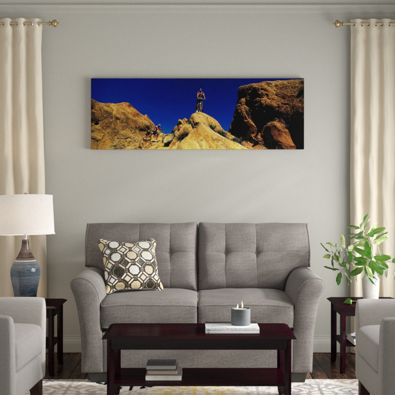 «Mountain Bikers CA USA», reproduction de photo sur toile, H 12 po x l 36 po x 1,5 po, Toile tendue